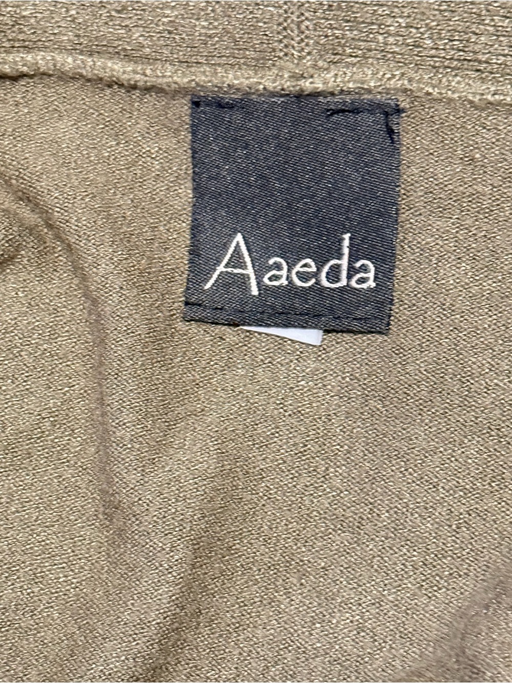 Aaeda Olive Green Floral Applique Open Cardigan Sweater Size L - Picture 7 of 7